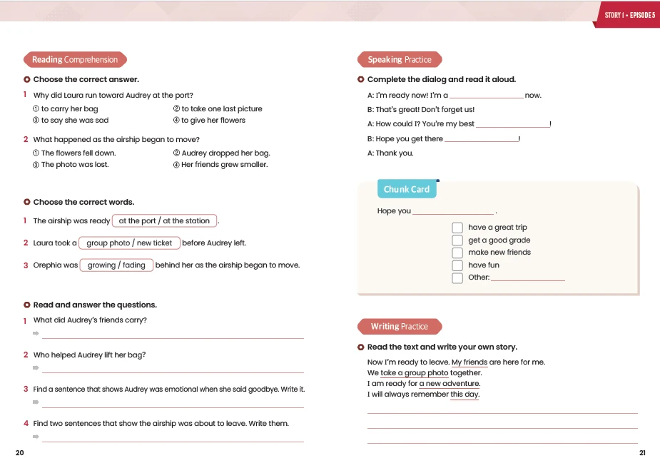 TEENZ 2.0 Total Language Production Drills 드릴 페이지 예시